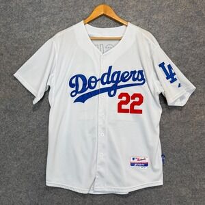 Majestic Clayton Kershaw Jersey Mens 40 Cool Base‎ Los Angeles Dodgers #22 White